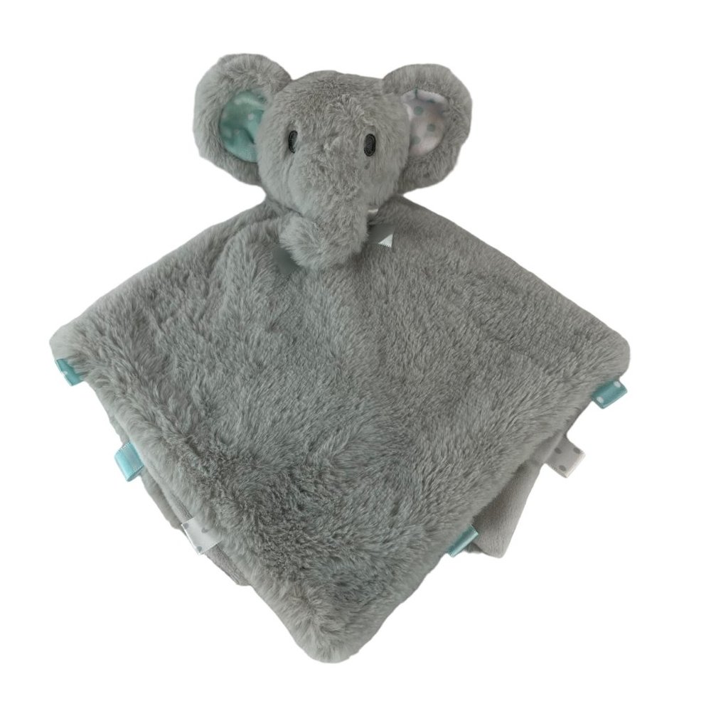 Kellytoy Gray Elephant Lovey Baby Security Blanket Rattle Tags Plush